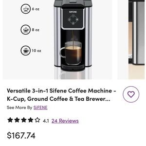 3-in-1 Sifene Coffee Machine - K-Cup, Ground Coffee & Tea Brewer